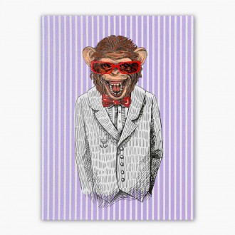 Šimpanz s červenými brýlemi 3D Plakát