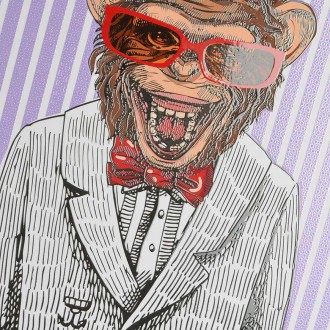 Šimpanz s červenými brýlemi 3D Plakát