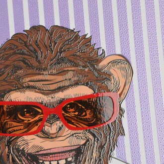 Šimpanz s červenými brýlemi 3D Plakát