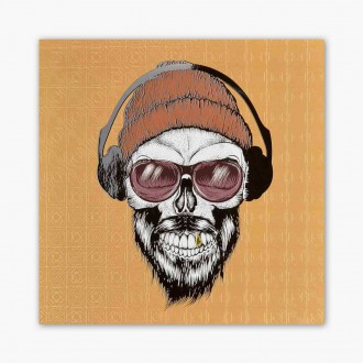 Lebka se sluchátky 3D Zlatý Plakát