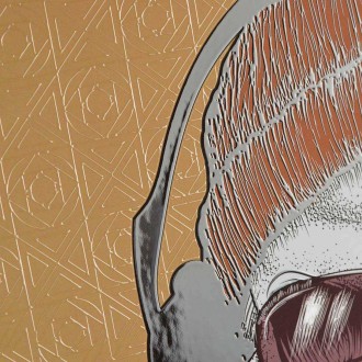 Lebka se sluchátky 3D Zlatý Plakát