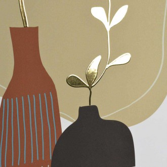 Abstraktní minimalistická perokresba 2 3D Zlatý Plakát