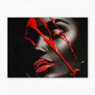 Ženská tvář červená barva 3D Plakát