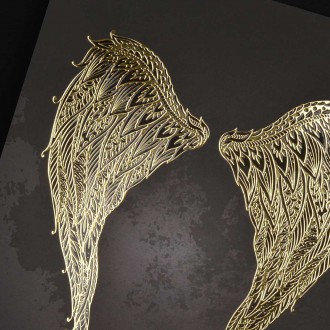 Křídla zlatého anděla 3D Zlatý Plakát