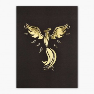 Černý Fénix 3D Zlatý Plakát