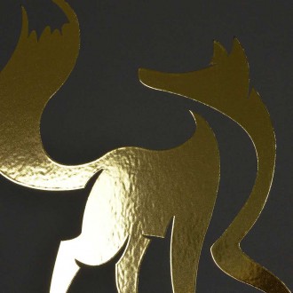 Silueta lišky 3D Zlatý Plakát