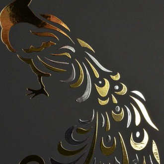 Silueta páva 3D Zlatý Plakát