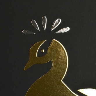 Silueta páva 3D Zlatý Plakát