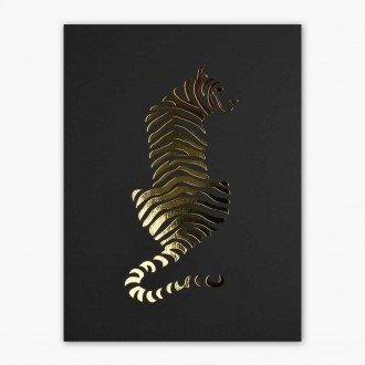 Silueta tygra 3D Zlatý Plakát