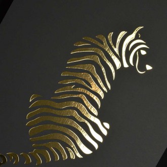 Silueta tygra 3D Zlatý Plakát