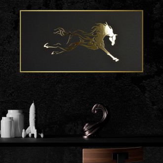 Silueta koně 3D Zlatý Plakát