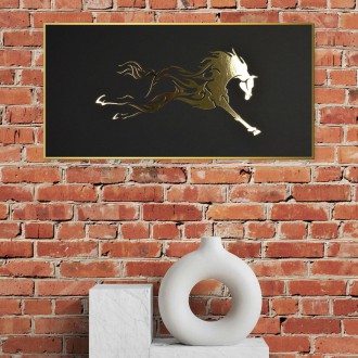 Silueta koně 3D Zlatý Plakát