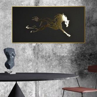Silueta koně 3D Zlatý Plakát