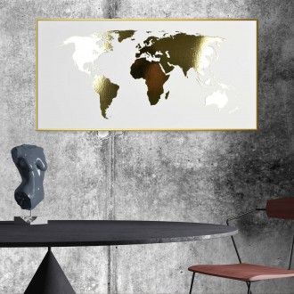 Mapa světa 3D Zlatý Plakát
