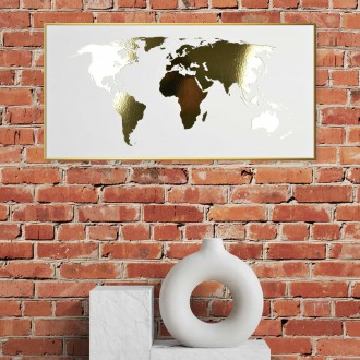 Mapa světa 3D Zlatý Plakát