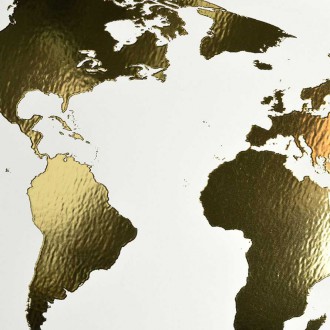 Mapa světa 3D Zlatý Plakát