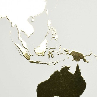 Mapa světa 3D Zlatý Plakát