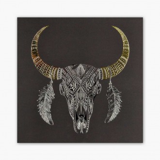 Lebka býka 3D Zlatý Plakát