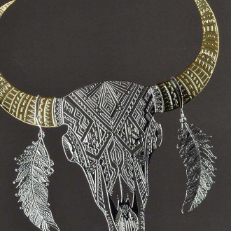 Lebka býka 3D Zlatý Plakát