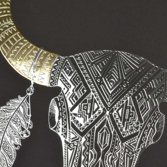 Lebka býka 3D Zlatý Plakát