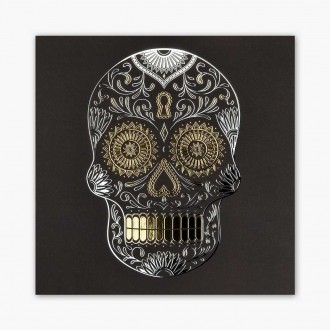 Cukrová lebka 3D Zlatý Plakát