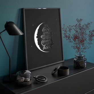 Měsíc 3D Stříbrný Plakát