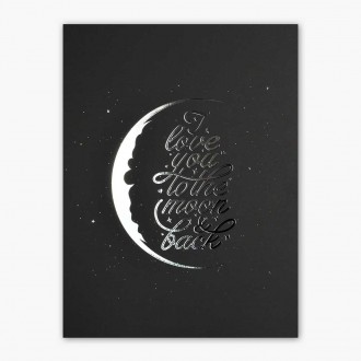 Měsíc 3D Stříbrný Plakát