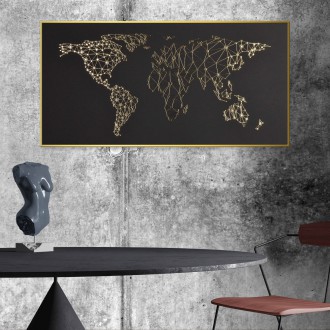 Mapa světa 2 3D Zlatý Plakát