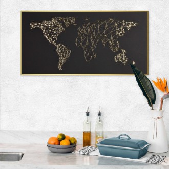 Mapa světa 2 3D Zlatý Plakát