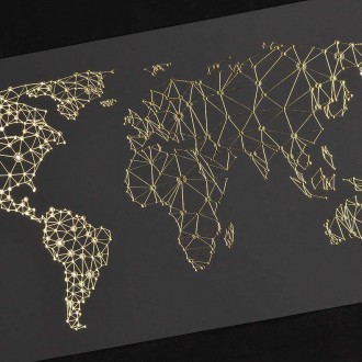 Mapa světa 2 3D Zlatý Plakát