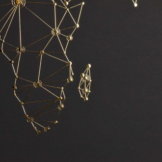 Mapa světa 2 3D Zlatý Plakát