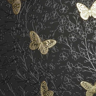 Motýli v květinách 3D Zlatý Plakát