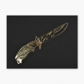 Lovecký Nůž 3D Zlatý Plakát
