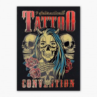 Tetovací festival Dívka s rohy 3D Zlatý Plakát