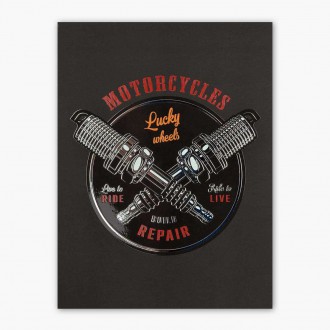Lucky wheels motorcycles 3D Stříbrný Plakát