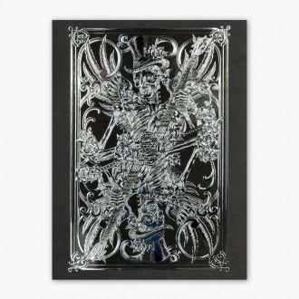 Hrající kostlivec 3D Stříbrný Plakát