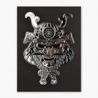 Samurajská maska 3D Stříbrný Plakát