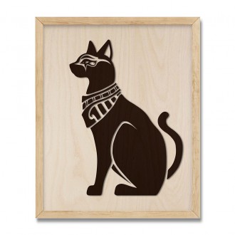 Dřevěný 3D obraz Egyptská kočka