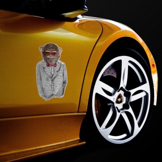 3D Samolepka Šimpanz s červenými brýlemi