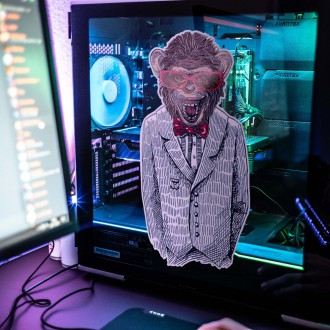 3D Samolepka Šimpanz s červenými brýlemi