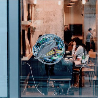 3D Samolepka Žralok se surfem