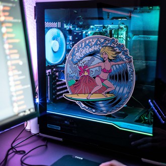 3D Samolepka Serfující dívka