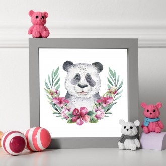 Panda v květinách dětský Plakát