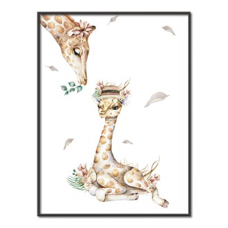 Malá žirafa s mámou dětský Plakát