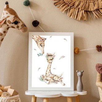 Malá žirafa s mámou dětský Plakát