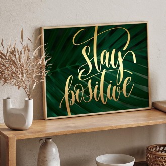 Palmové listy Stay positive 3D Zlatý Plakát