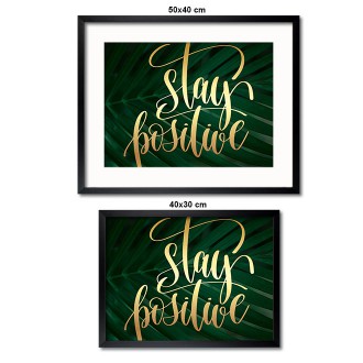 Palmové listy Stay positive 3D Zlatý Plakát