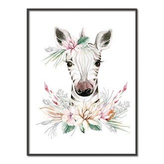 Zebra v květinách dětský Plakát
