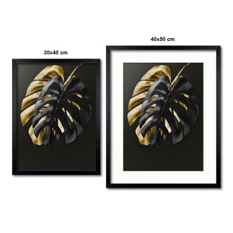 Černé a zlaté tropické listy Plakát