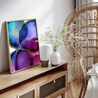 Abstraktní akvarelová skvrna 3D Zlatý Plakát